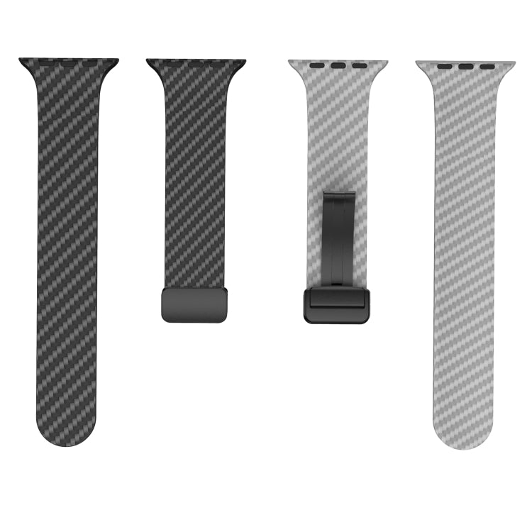 For Apple Watch Ultra 2 49mm Carbon Fiber Magnetic Black Buckle Watch Band(Black Grey) by bashfashion
