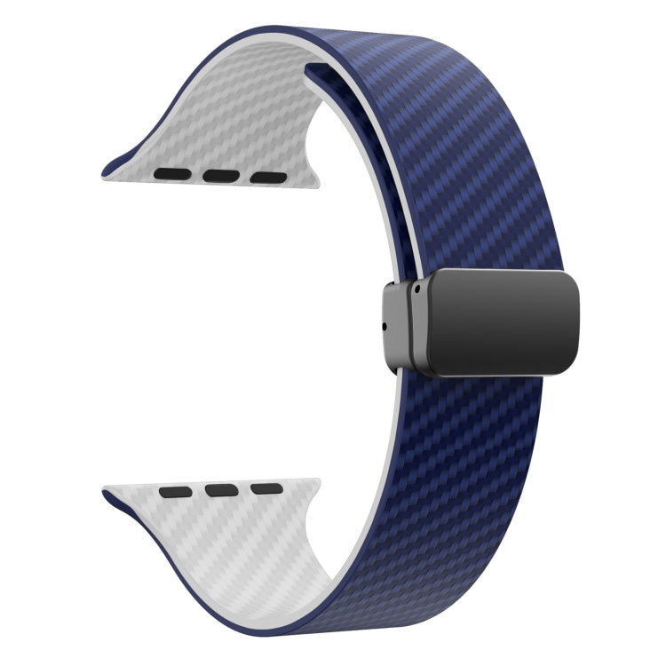 For Apple Watch Ultra 49mm Carbon Fiber Magnetic Black Buckle Watch Band(Royal Blue White) by bashfashion