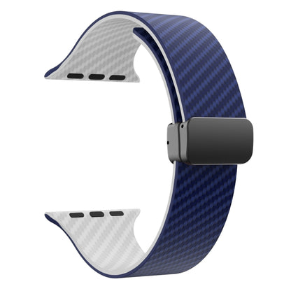 For Apple Watch Ultra 49mm Carbon Fiber Magnetic Black Buckle Watch Band(Royal Blue White) by bashfashion