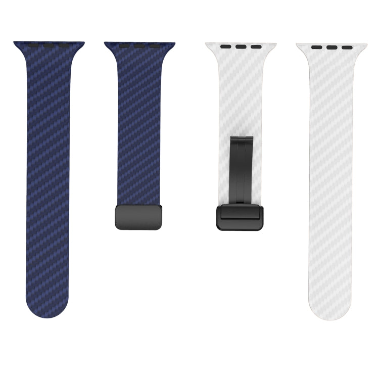 For Apple Watch Ultra 49mm Carbon Fiber Magnetic Black Buckle Watch Band(Royal Blue White) by bashfashion