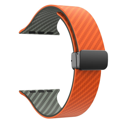 For Apple Watch Ultra 49mm Carbon Fiber Magnetic Black Buckle Watch Band(Orange Grass) by bashfashion