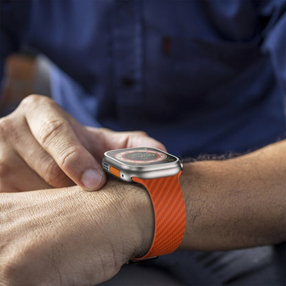 For Apple Watch Ultra 49mm Carbon Fiber Magnetic Black Buckle Watch Band(Orange Grass) by bashfashion