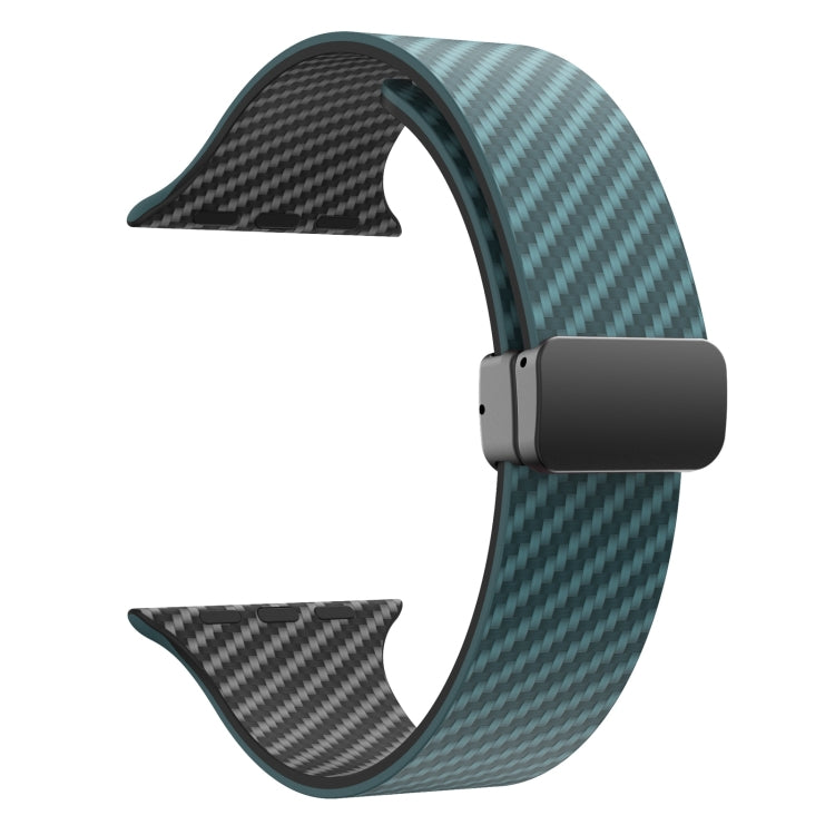 For Apple Watch Ultra 49mm Carbon Fiber Magnetic Black Buckle Watch Band(Deep Green Black) by bashfashion