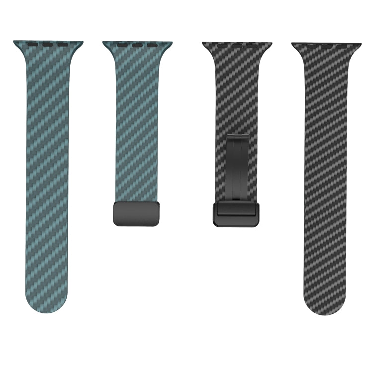 For Apple Watch Ultra 49mm Carbon Fiber Magnetic Black Buckle Watch Band(Deep Green Black) by bashfashion