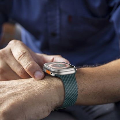 For Apple Watch Ultra 49mm Carbon Fiber Magnetic Black Buckle Watch Band(Deep Green Black) by bashfashion