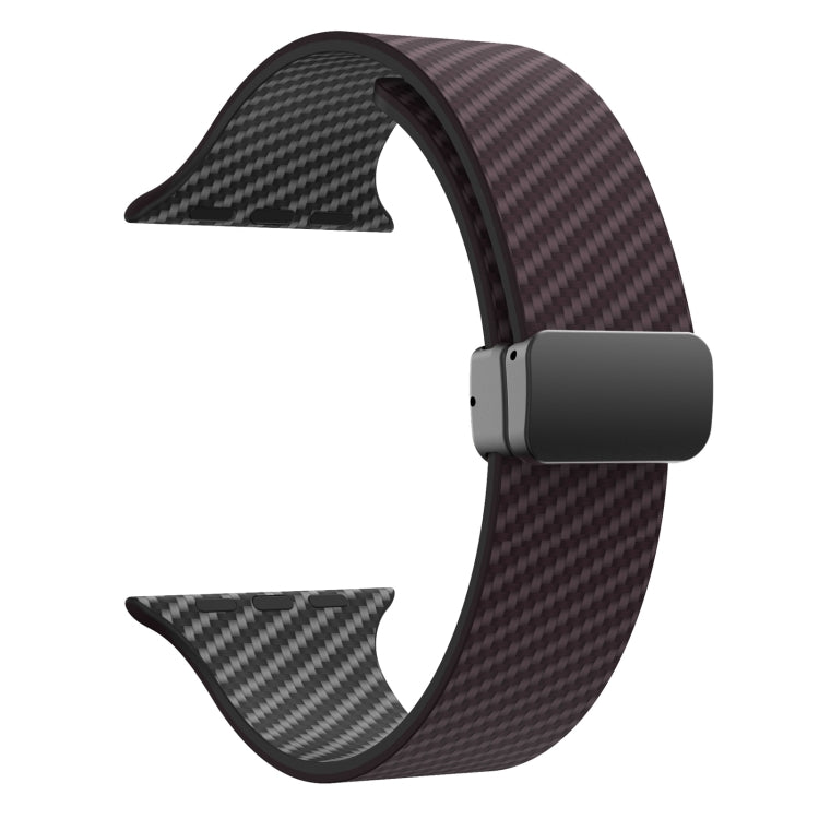 For Apple Watch Ultra 49mm Carbon Fiber Magnetic Black Buckle Watch Band(Dark Brown Black) by bashfashion