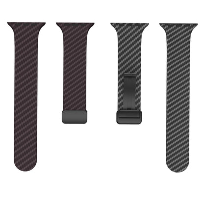 For Apple Watch Ultra 49mm Carbon Fiber Magnetic Black Buckle Watch Band(Dark Brown Black) by bashfashion
