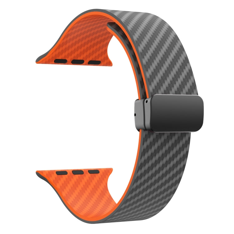 For Apple Watch Ultra 49mm Carbon Fiber Magnetic Black Buckle Watch Band(Spacy Grey Orange) by bashfashion