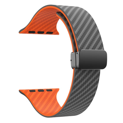 For Apple Watch Ultra 49mm Carbon Fiber Magnetic Black Buckle Watch Band(Spacy Grey Orange) by bashfashion