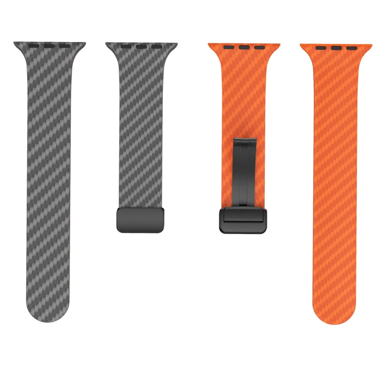 For Apple Watch Ultra 49mm Carbon Fiber Magnetic Black Buckle Watch Band(Spacy Grey Orange) by bashfashion