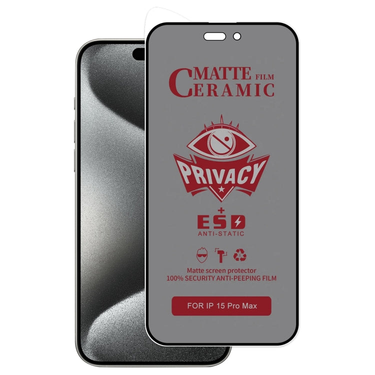 For iPhone 15 Pro Max Full Coverage Frosted Privacy Ceramic Film by bashfashion