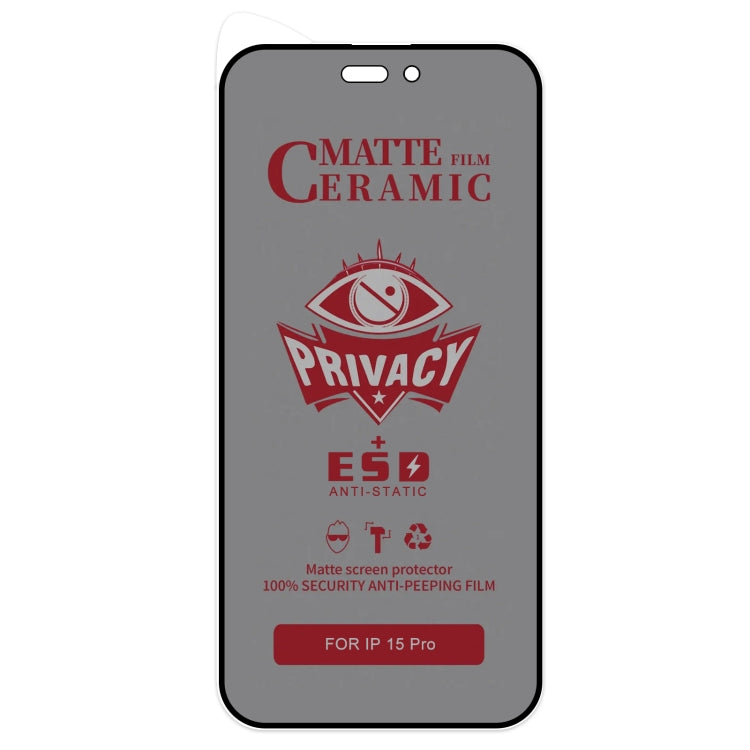 For iPhone 15 Pro Full Coverage Frosted Privacy Ceramic Film by bashfashion