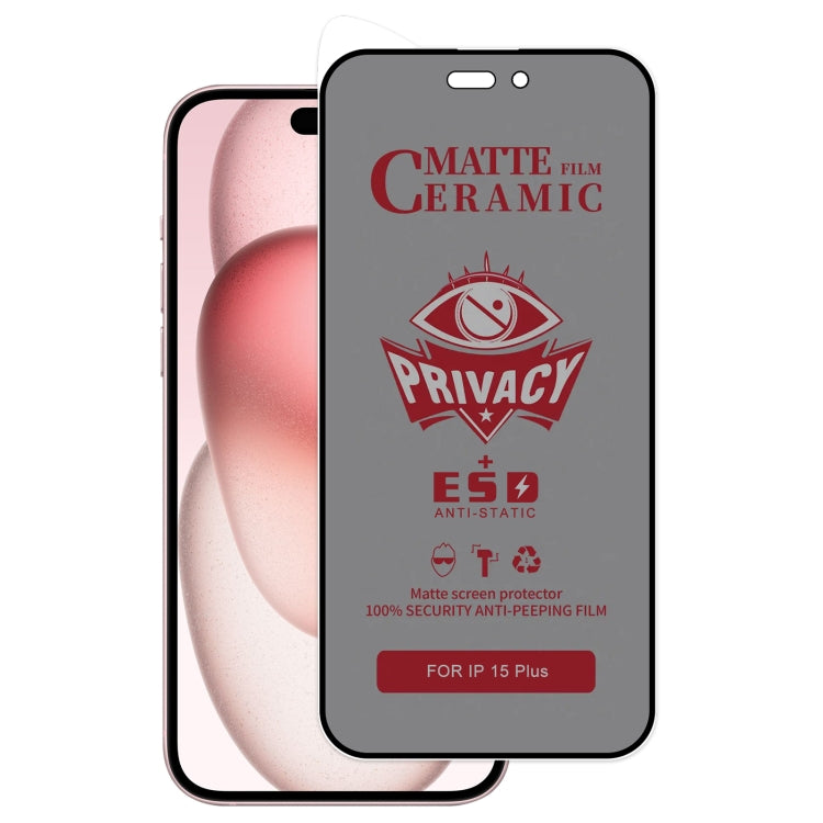 For iPhone 15 Plus Full Coverage Frosted Privacy Ceramic Film by bashfashion