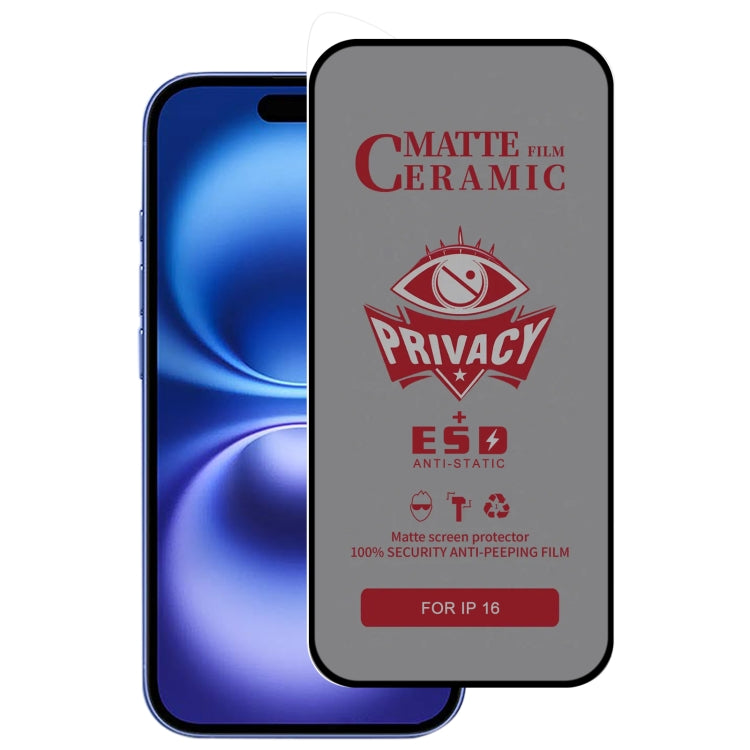 For iPhone 16 Full Coverage Frosted Privacy Ceramic Film by bashfashion