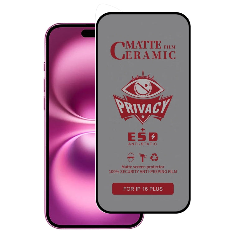 For iPhone 16 Plus Full Coverage Frosted Privacy Ceramic Film by bashfashion