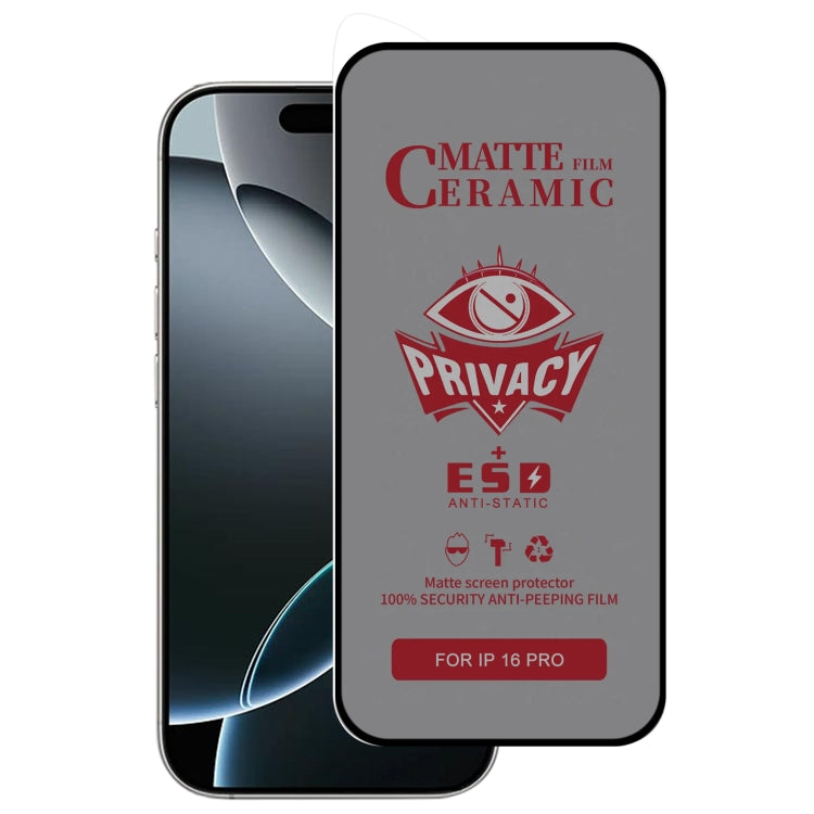 For iPhone 16 Pro Full Coverage Frosted Privacy Ceramic Film by bashfashion