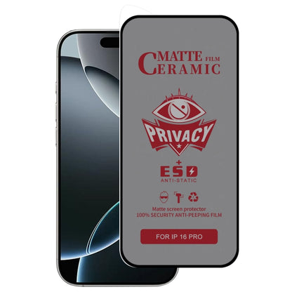 For iPhone 16 Pro Full Coverage Frosted Privacy Ceramic Film by bashfashion