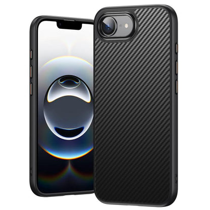 For iPhone 16e Kevlar Fiber Shockproof MagSafe Phone Case(Black) by bashfashion