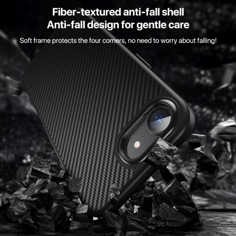 For iPhone 16e Kevlar Fiber Shockproof MagSafe Phone Case(Black) by bashfashion