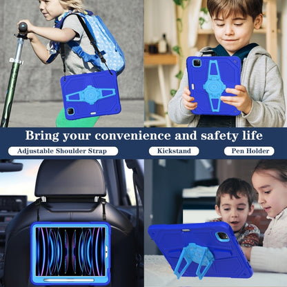 For iPad Air 2022 10.9 / Pro 11 2022 Punk Stand PC Hybrid Silicone Tablet Case with Shoulder Strap(Blue) by bashfashion