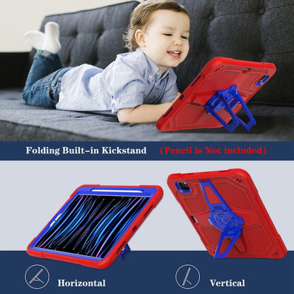 For iPad Air 2022 10.9 / Pro 11 2022 Punk Stand PC Hybrid Silicone Tablet Case with Shoulder Strap(Red Blue) by bashfashion