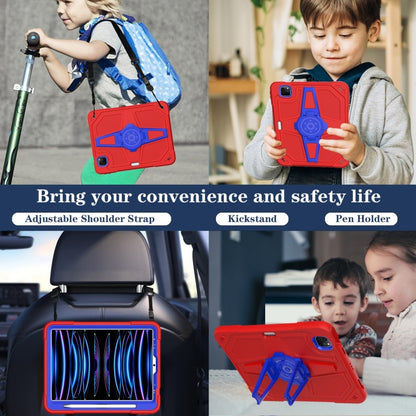 For iPad Air 2022 10.9 / Pro 11 2022 Punk Stand PC Hybrid Silicone Tablet Case with Shoulder Strap(Red Blue) by bashfashion
