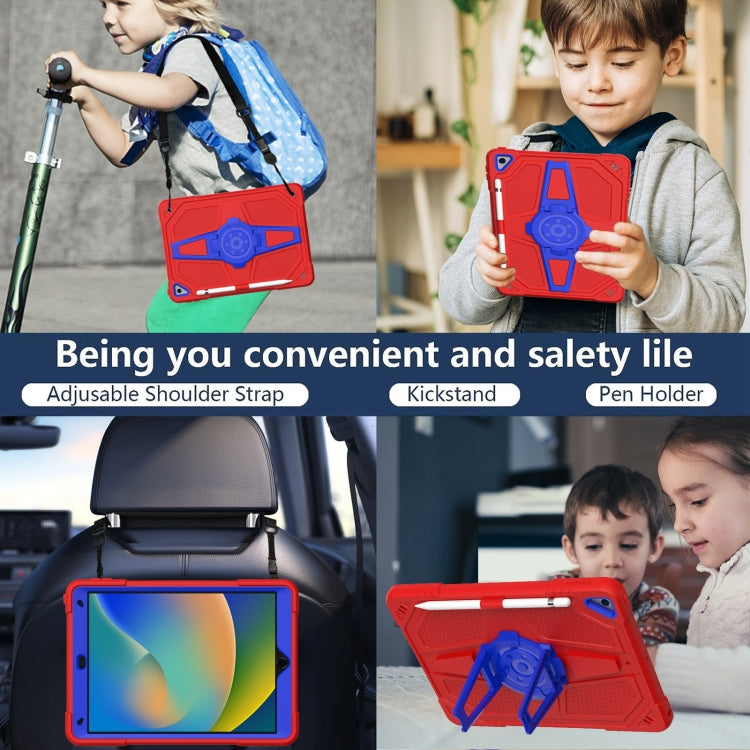 For iPad Air 2022 10.9 / Pro 11 2022 Punk Stand PC Hybrid Silicone Tablet Case with Shoulder Strap(Black Blue) by bashfashion