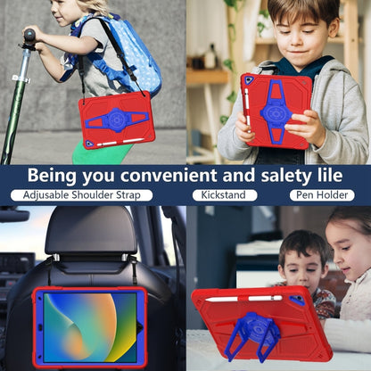 For iPad Air 2022 10.9 / Pro 11 2022 Punk Stand PC Hybrid Silicone Tablet Case with Shoulder Strap(Black Blue) by bashfashion