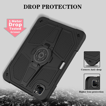 For iPad Air 2022 10.9 / Pro 11 2022 Punk Stand PC Hybrid Silicone Tablet Case with Shoulder Strap(Black) by bashfashion