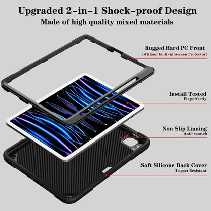 For iPad Air 2022 10.9 / Pro 11 2022 Punk Stand PC Hybrid Silicone Tablet Case with Shoulder Strap(Black) by bashfashion