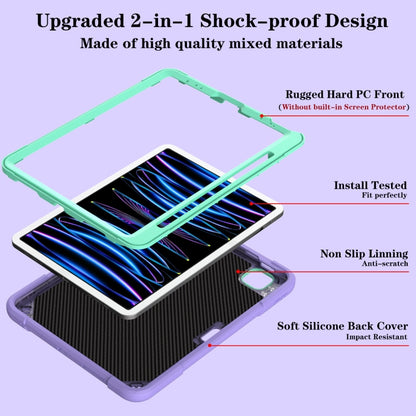 For iPad Air 2022 10.9 / Pro 11 2022 Punk Stand PC Hybrid Silicone Tablet Case with Shoulder Strap(Purple Teal) by bashfashion