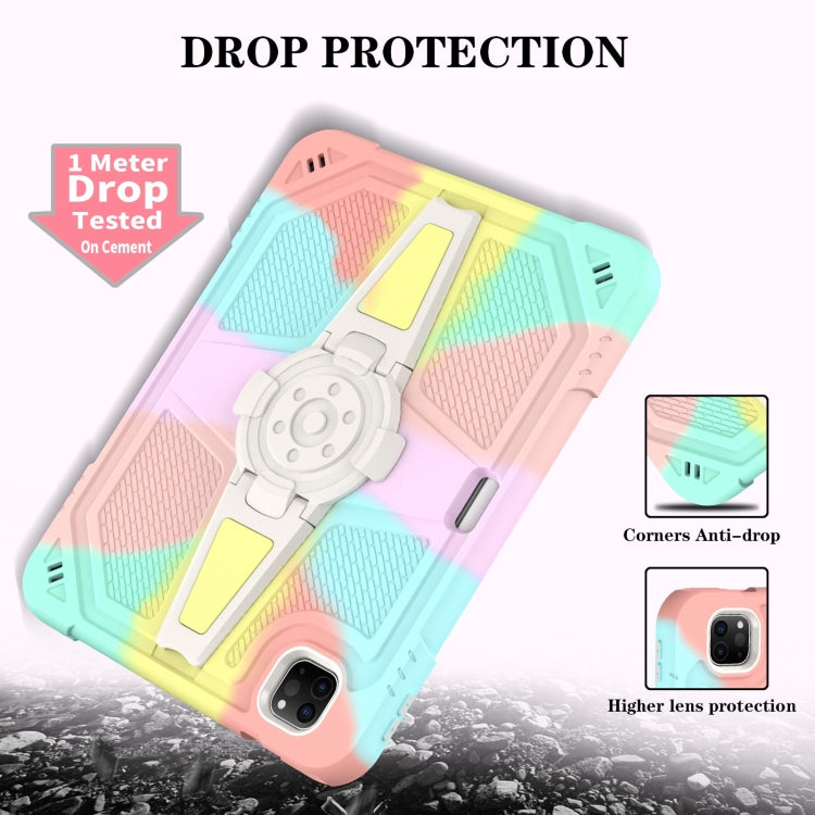 For iPad Air 2022 10.9 / Pro 11 2022 Punk Stand PC Hybrid Silicone Tablet Case with Shoulder Strap(Colorful) by bashfashion