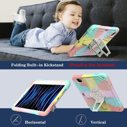 For iPad Air 2022 10.9 / Pro 11 2022 Punk Stand PC Hybrid Silicone Tablet Case with Shoulder Strap(Colorful) by bashfashion