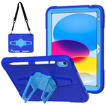 For iPad 2025 / 2022 Punk Stand PC Hybrid Silicone Tablet Case with Shoulder Strap(Blue) by bashfashion