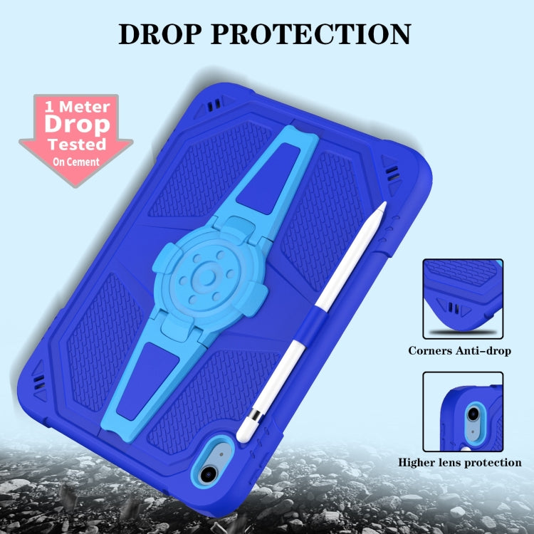 For iPad 2025 / 2022 Punk Stand PC Hybrid Silicone Tablet Case with Shoulder Strap(Blue) by bashfashion