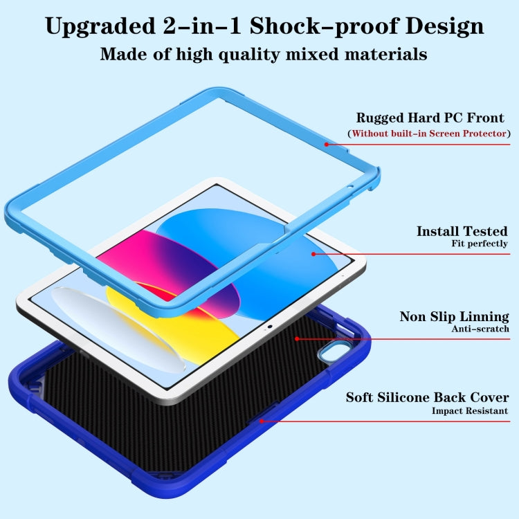 For iPad 2025 / 2022 Punk Stand PC Hybrid Silicone Tablet Case with Shoulder Strap(Blue) by bashfashion