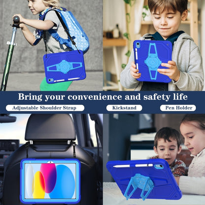 For iPad 2025 / 2022 Punk Stand PC Hybrid Silicone Tablet Case with Shoulder Strap(Blue) by bashfashion