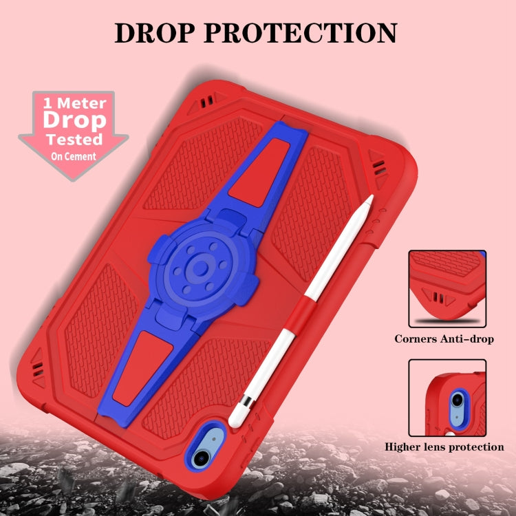 For iPad 2025 / 2022 Punk Stand PC Hybrid Silicone Tablet Case with Shoulder Strap(Red Blue) by bashfashion