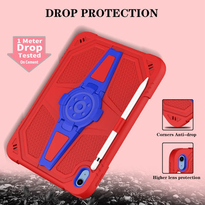 For iPad 2025 / 2022 Punk Stand PC Hybrid Silicone Tablet Case with Shoulder Strap(Red Blue) by bashfashion