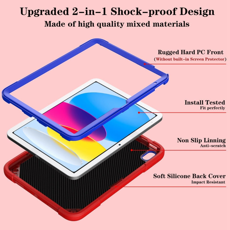 For iPad 2025 / 2022 Punk Stand PC Hybrid Silicone Tablet Case with Shoulder Strap(Red Blue) by bashfashion