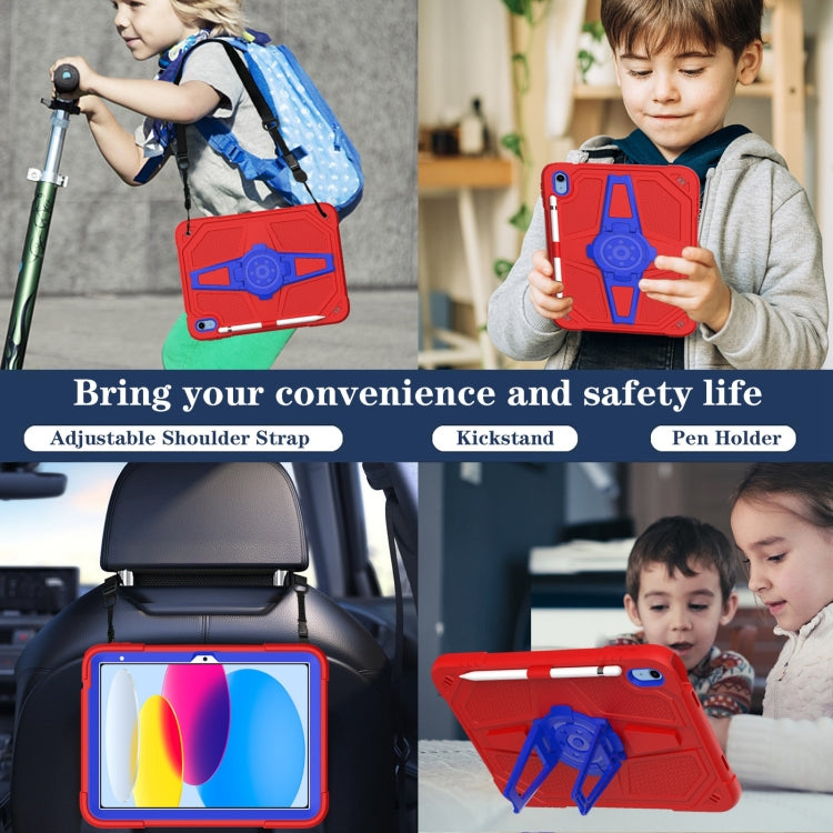 For iPad 2025 / 2022 Punk Stand PC Hybrid Silicone Tablet Case with Shoulder Strap(Red Blue) by bashfashion