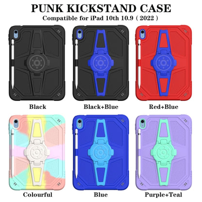 For iPad 2025 / 2022 Punk Stand PC Hybrid Silicone Tablet Case with Shoulder Strap(Red Blue) by bashfashion