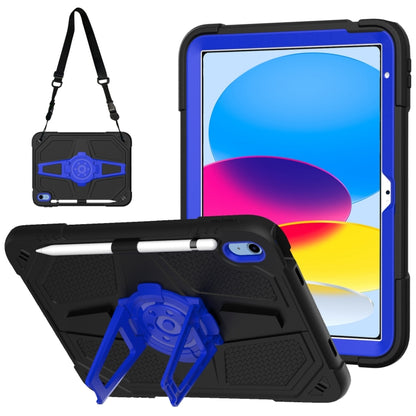 For iPad 2025 / 2022 Punk Stand PC Hybrid Silicone Tablet Case with Shoulder Strap(Black Blue) by bashfashion