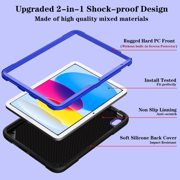 For iPad 2025 / 2022 Punk Stand PC Hybrid Silicone Tablet Case with Shoulder Strap(Black Blue) by bashfashion