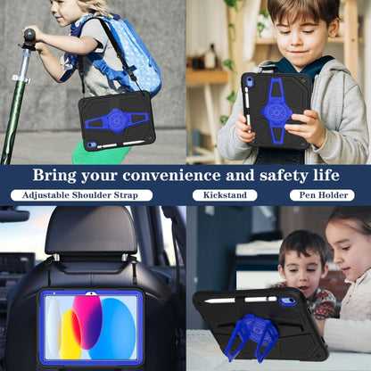 For iPad 2025 / 2022 Punk Stand PC Hybrid Silicone Tablet Case with Shoulder Strap(Black Blue) by bashfashion