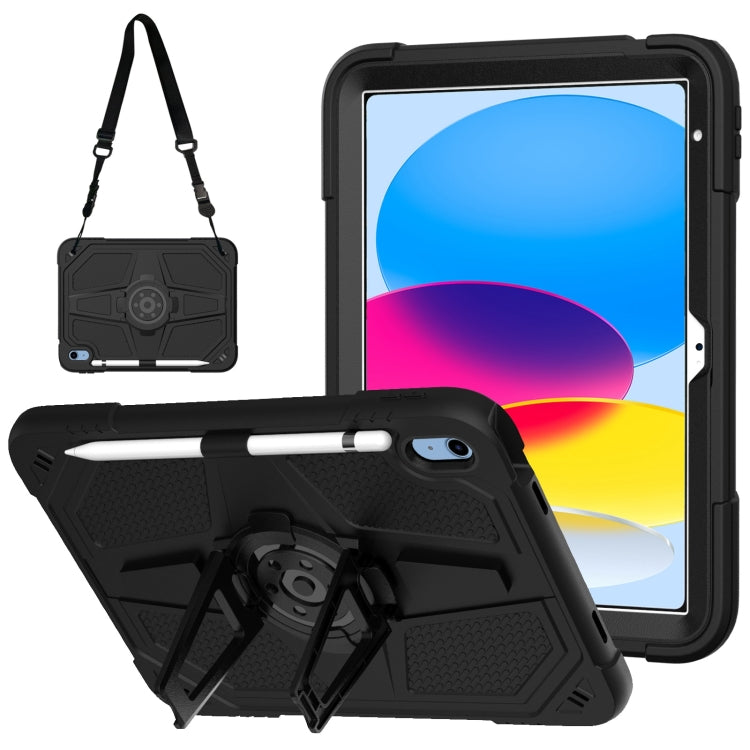 For iPad 2025 / 2022 Punk Stand PC Hybrid Silicone Tablet Case with Shoulder Strap(Black) by bashfashion