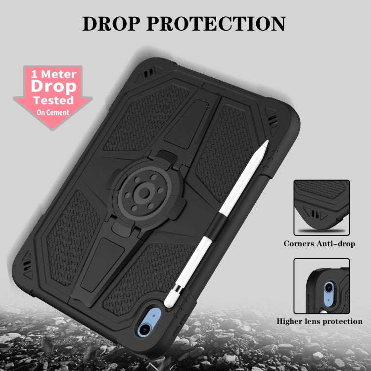 For iPad 2025 / 2022 Punk Stand PC Hybrid Silicone Tablet Case with Shoulder Strap(Black) by bashfashion