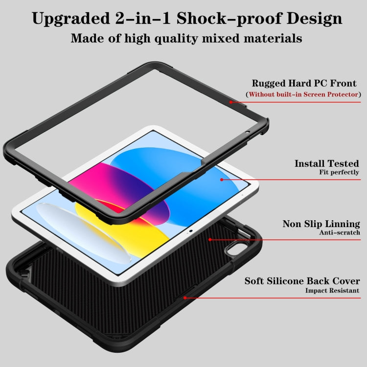 For iPad 2025 / 2022 Punk Stand PC Hybrid Silicone Tablet Case with Shoulder Strap(Black) by bashfashion