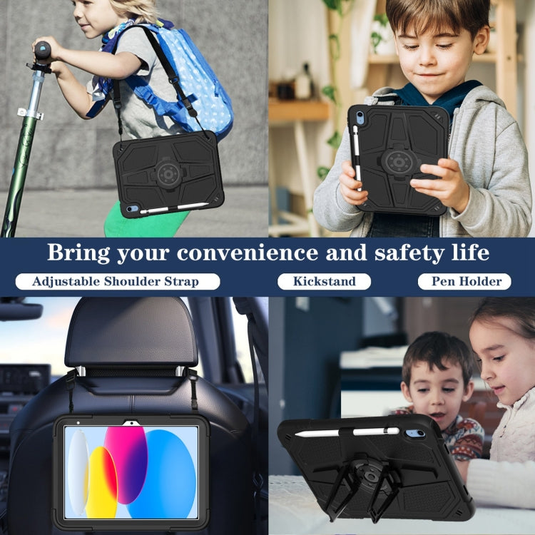 For iPad 2025 / 2022 Punk Stand PC Hybrid Silicone Tablet Case with Shoulder Strap(Black) by bashfashion