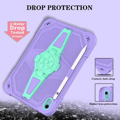 For iPad 2025 / 2022 Punk Stand PC Hybrid Silicone Tablet Case with Shoulder Strap(Purple Teal) by bashfashion